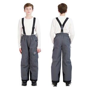 * NEW* Gerry Youth Performance Snow Pant w/ Removable Suspenders, Gray - S (7/8)